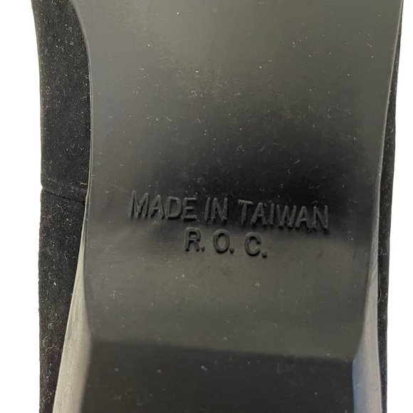 Vintage Perry Ellis Womens 8AA Black Suede Embroidered Red Floral Slip On Flats - Picture 15 of 16